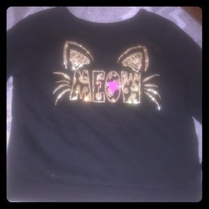 Kids Sweatshirt with Gold Cat “Meow” Design 💕